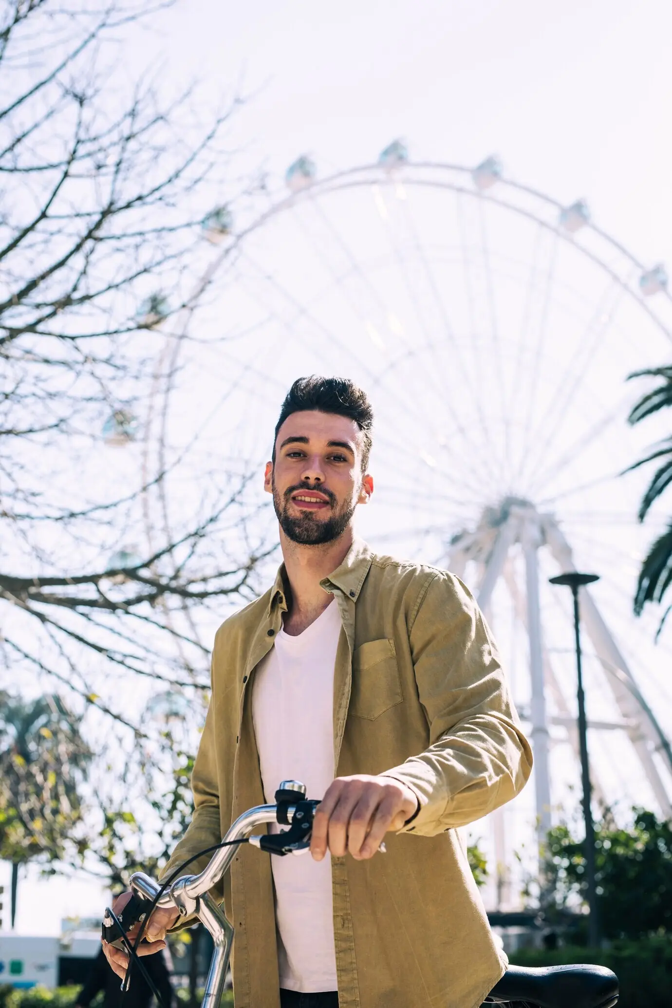 A man riding an urban bicycle.